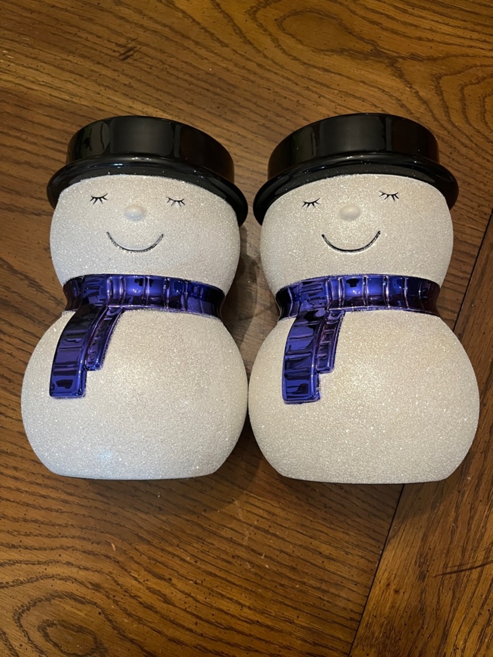 Bath & Body Works Glitter Snowman 3-Wick Candle Holders, set of 2